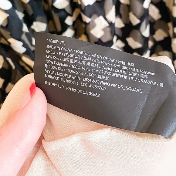 Theory NWT Confetti Print Long Sleeve Silk Blend Dress - Picture 9 of 10